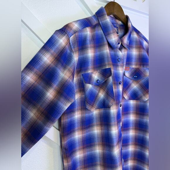 Dixxon The Great One Flannel Wayne Gretzky Tribute Blue Orange Women's Size XL - Picture 3 of 14